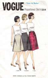 1354 EZ VOGUE 60S PROPORTIONED A-SKIRT, TIE BELT PATTERN 32'' WAIST